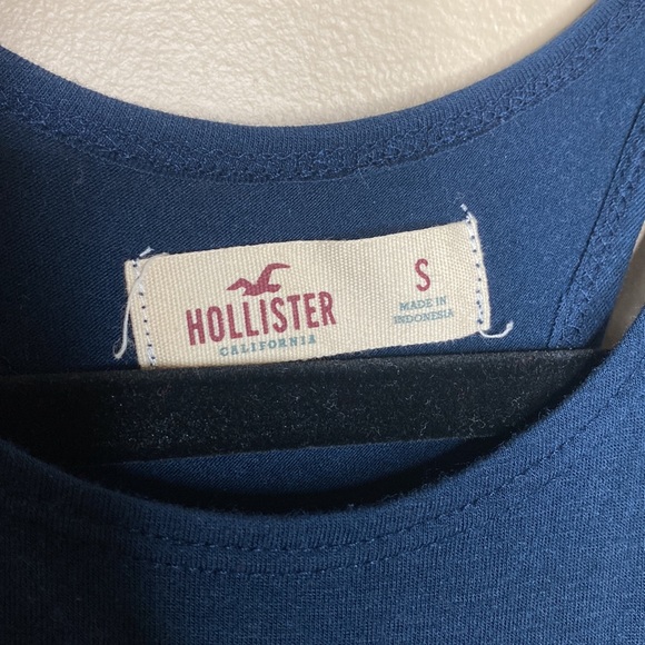 Hollister Navy Blue Flowy Texture Ruffle Detail Bottom Tank Top Small - Picture 4 of 5
